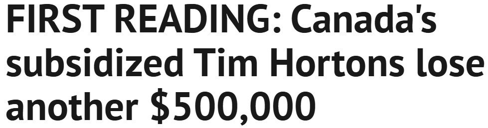 每天亏上千！加拿大两家受补贴的Tim Hortons亏损50万加元