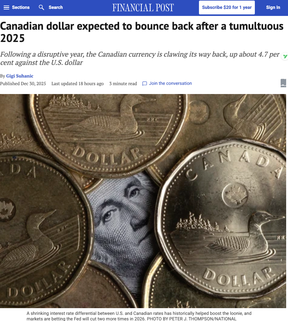 专家预测：加元将于2026年大幅反弹，有望涨至77美分- 本地新闻- 加拿大新闻- 约克论坛