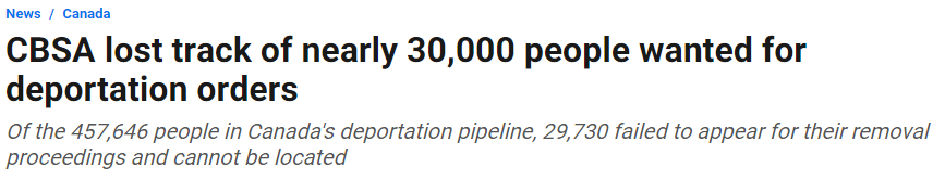 加拿大近3万被驱逐人员失踪、70%以上来自安省 移民系统漏洞惊人！