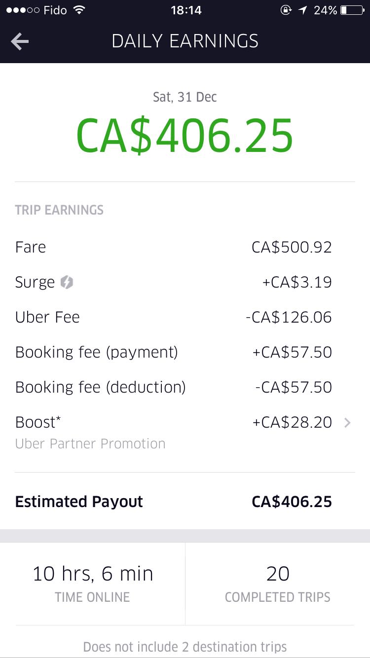 新年夜的Uber收入- UBER - 找工交流- 多伦多华人社区- 约克论坛